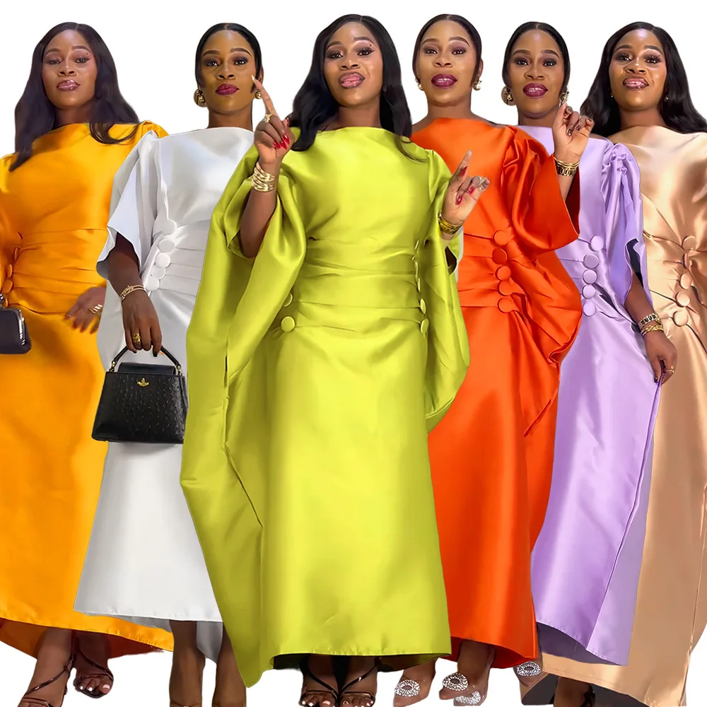 

Элегантные женские длинные свободные платья, плиссированные вечерние платья с v-образным вырезом и рукавами-фонариками, африканское женское стильное модное блестящее вечернее платье Bubu