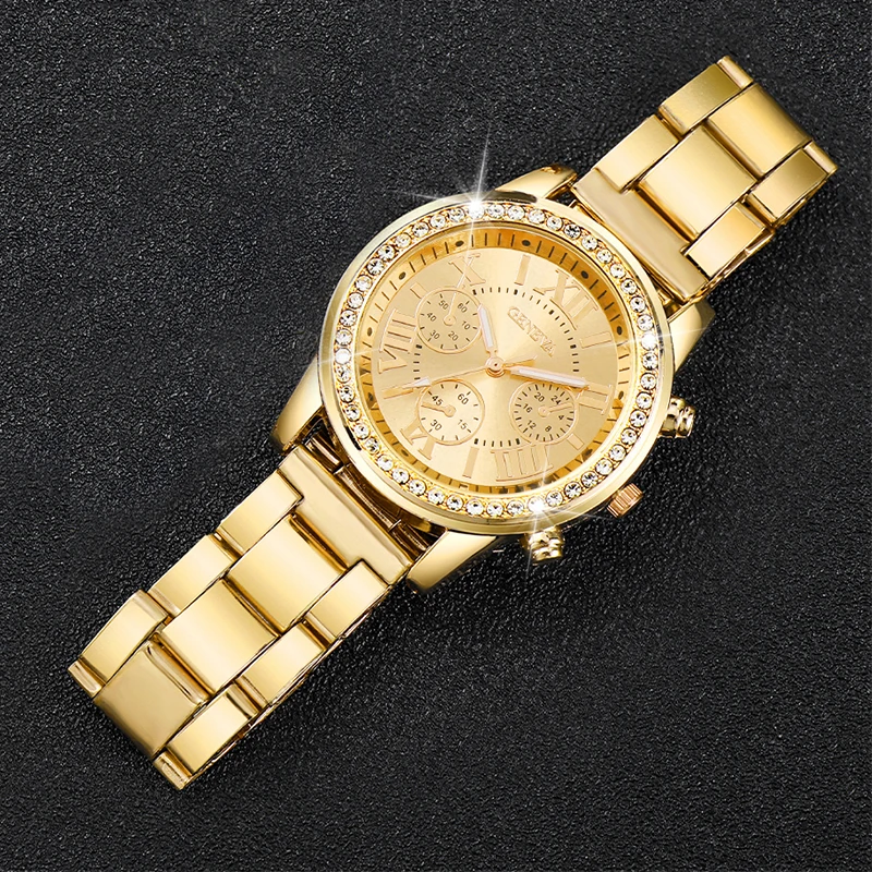 6 sztuk/zestaw moda damska zegarek Roma Dial damskie zegarki kwarcowe ze stalową opaską zestaw biżuterii (bez pudełka) — zdjęcie 5