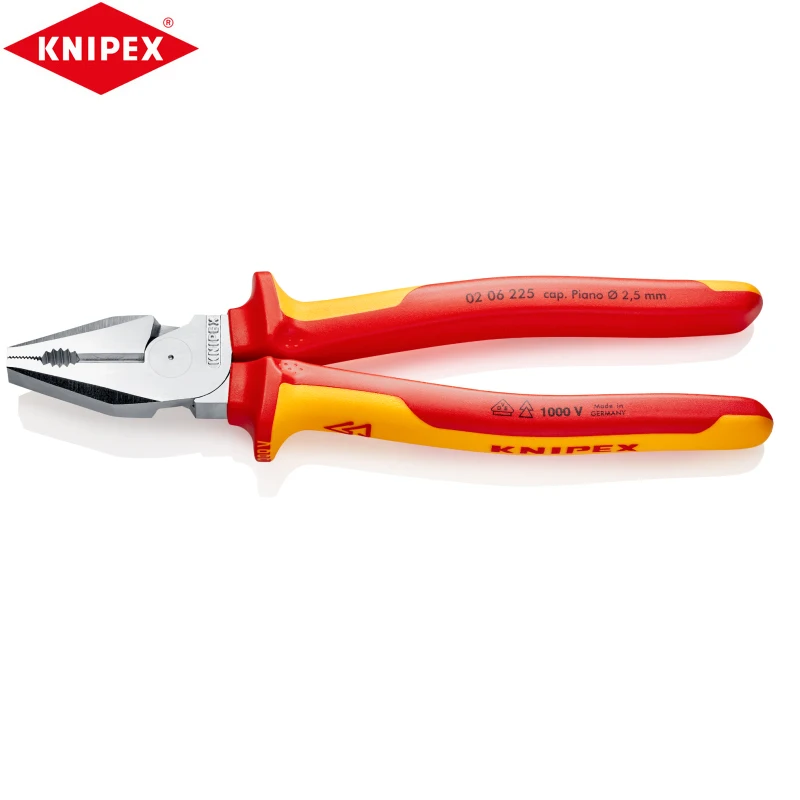 

Плоскогубцы для проволоки KNIPEX 02 06 225, изолированные и трудосберегающие, 9-дюймовые хромированные двухцветные ручные режущие инструменты из двойного материала