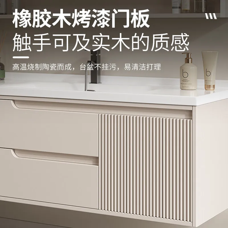 Bathroom Cabinet Combination Bathroom Ceramic Integrated Basin Wash Table Hand and Face Smart Set