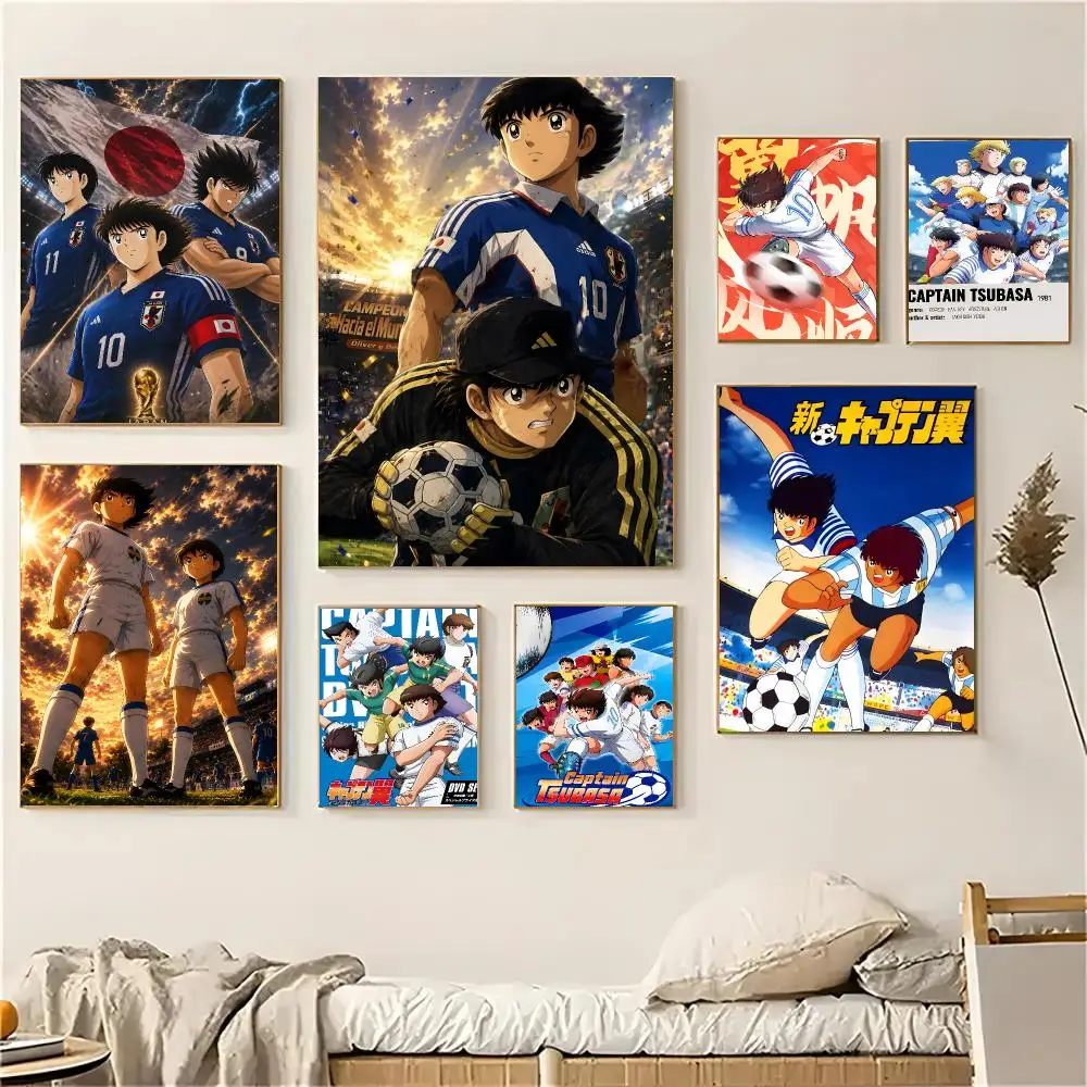 Captain Tsubasa sports anime Poster Self-adhesive Living Room Bedroom Party Bar Decor Moisture-proof Fade-resistant HD