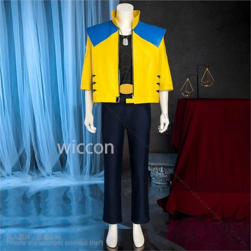 Игра Rivals Косплей Аниме Костюм Волка Y2K Панк Мода Желтое Пальто Куртка Логан Кожаный Хэллоуин Карнавальный Костюм Парик Индивидуальный