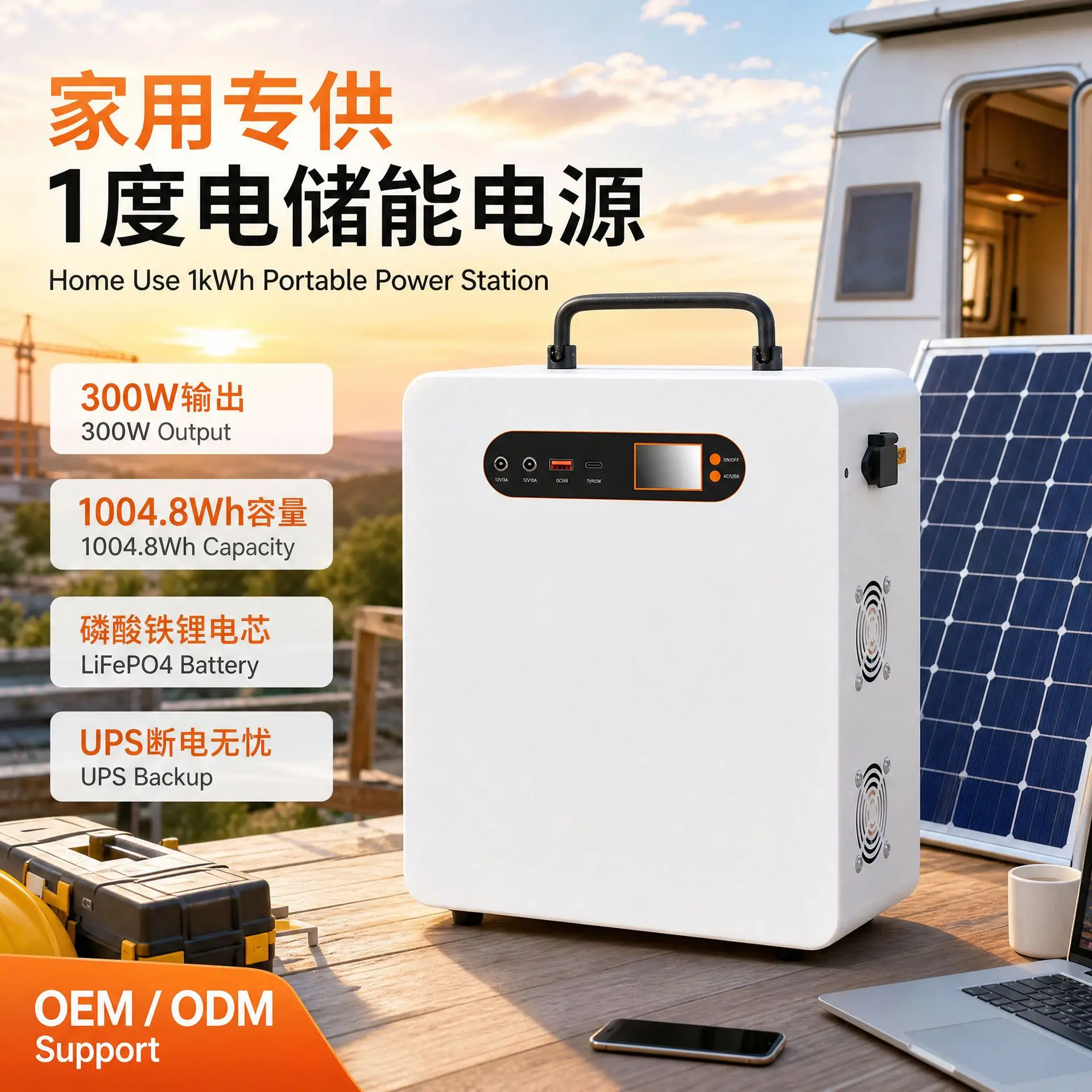 1 KWh Portable Mobile Power Supply For Household Use, 220V Output Of Lithium Iron Phosphate Battery For Home Outdoor Emergency
