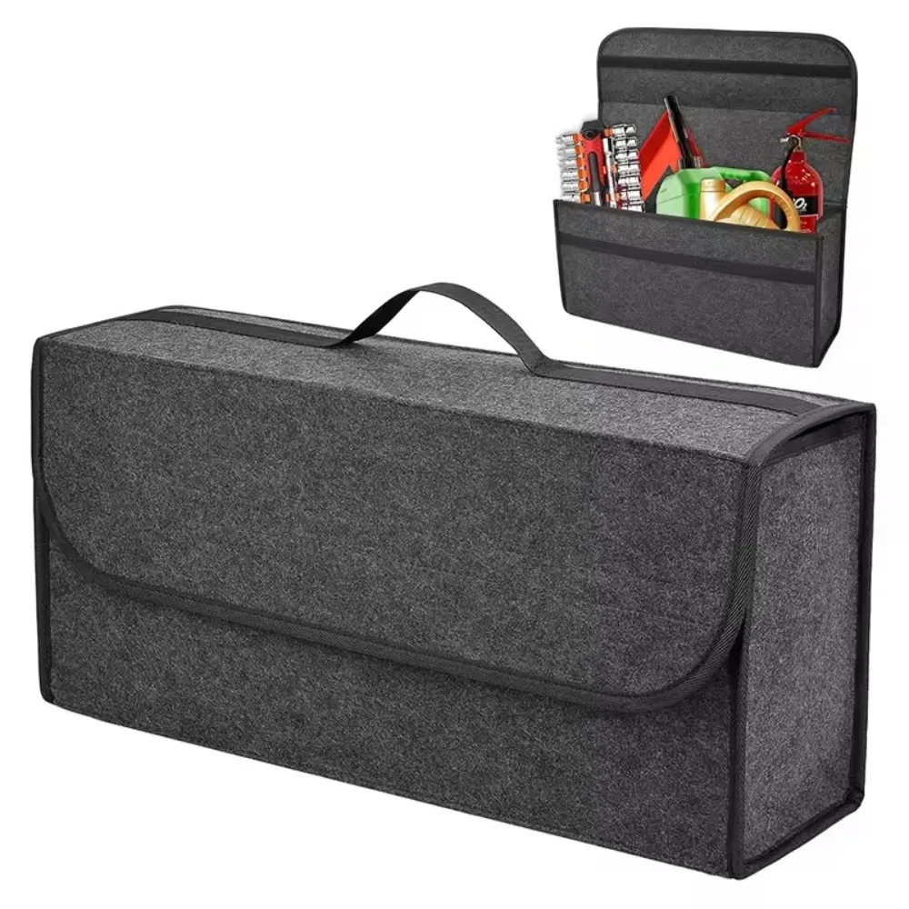 

Car Trunk Storage Bag Thick Felt Composite Foldable Portable Organizer With Handle Multifunctional Vehicle Interior Storage Box