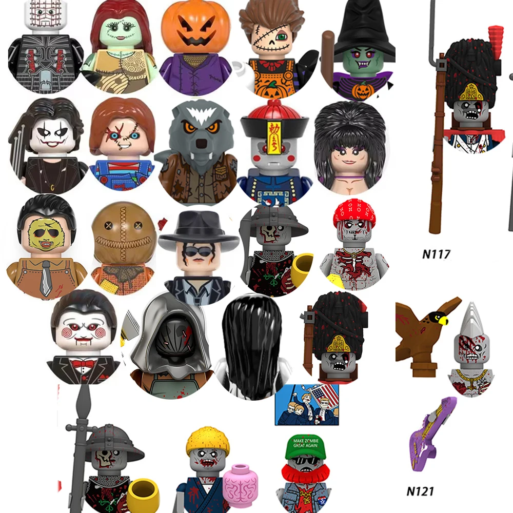 WM839 Horror Movie Zombie Building Blocks Bricks Dolls Mini Action Toy Figures Assemble Blocks Kids Gifts