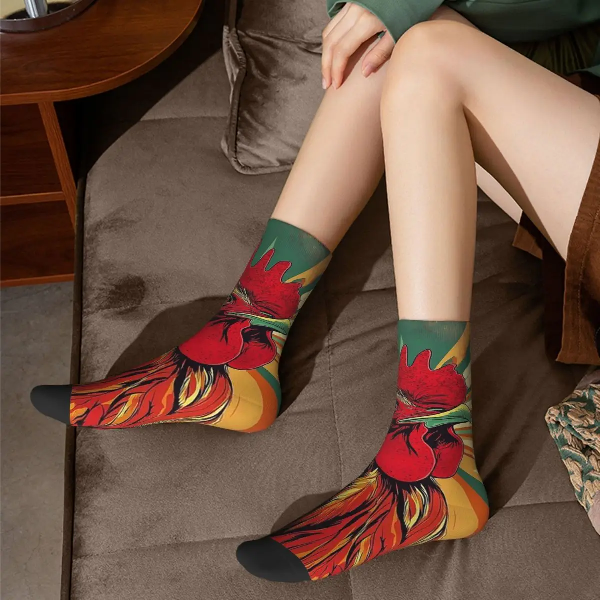 Retro Rooster Print Socks Harajuku Super Soft Stockings All Season Long Socks Accessories for Man's Woman's Birthday Present