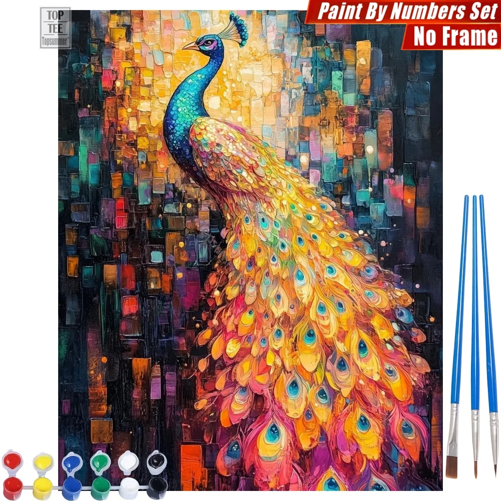 

Colorful peacock feathers DIY Digital Oil Painting Set - Eye patterns vibrant Relaxing Activities Thanksgiving Day Gift For Wife