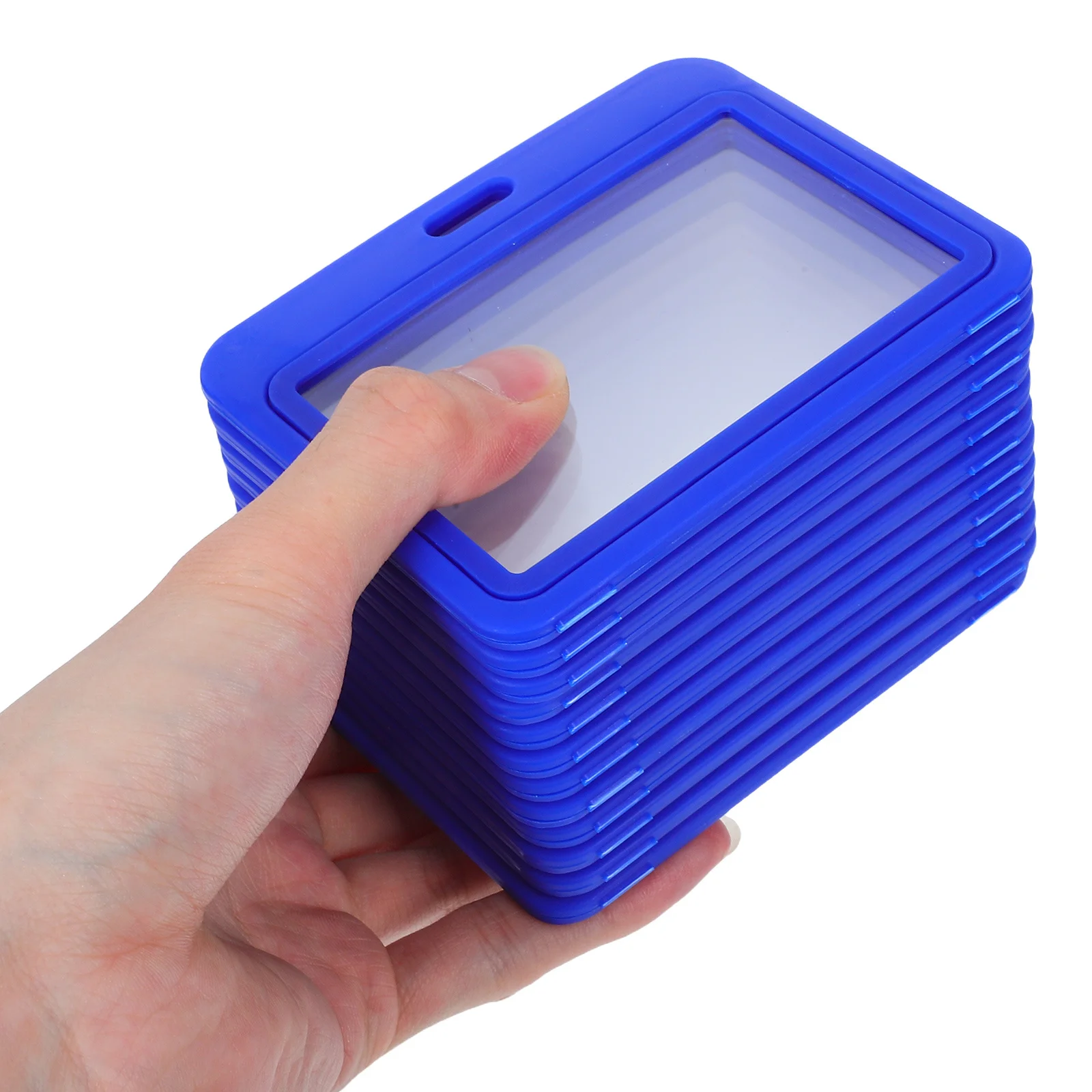 

12Pcs Transparent Id Card Holder Plastic Double Sided Horizontal Badge Sleeve Flipfold Design Easy Maintenance for Professional
