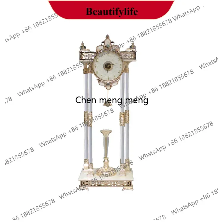 

d178 Antique Aluminum Dial Steel Glass Housing Floor Clock Elegant Home Decor with Jade Base