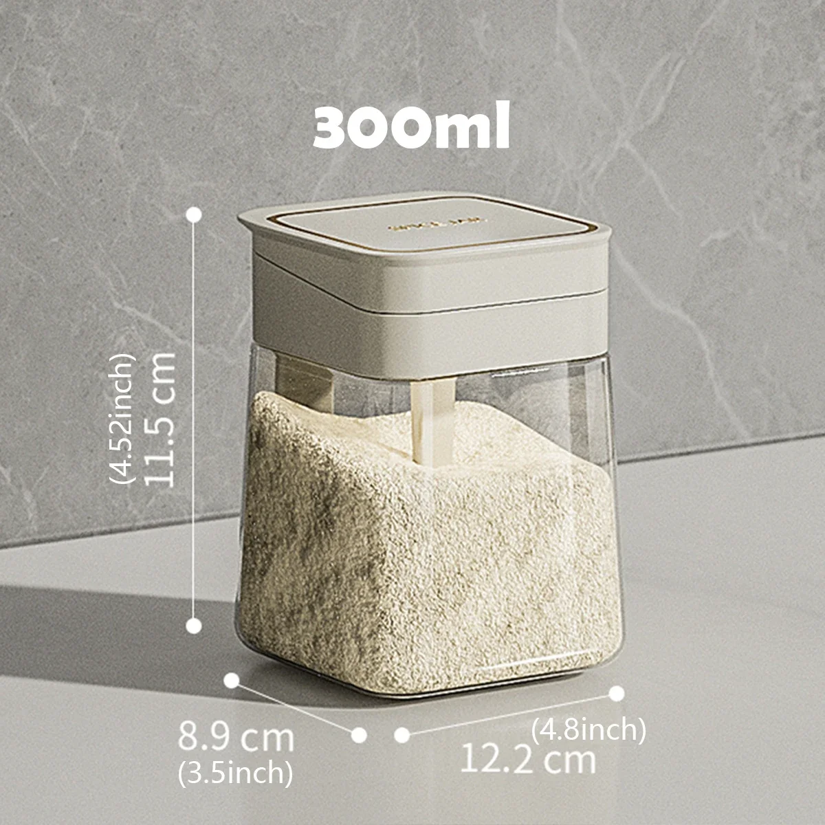Spice Jar with Handle Press to Open Food-grade Lead-free Glass Sealed and Moisture-proof Kitchen Salt and Sugar Storage Jar