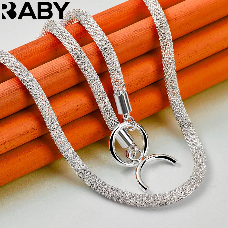 

URBABY 925 Sterling Silver 4mm Snake Bone Chain Necklace For Woman Man Wedding Engagement Banquet Party Gift Fashion Jewelry