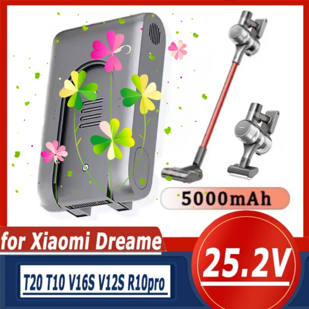 25.2V 5000mAh T10 T20 V12S V16S R10pro Vacuum Cleaner Battery for Xiaomi Dreame Vacuum Cleaner Replacement Lithium Battery