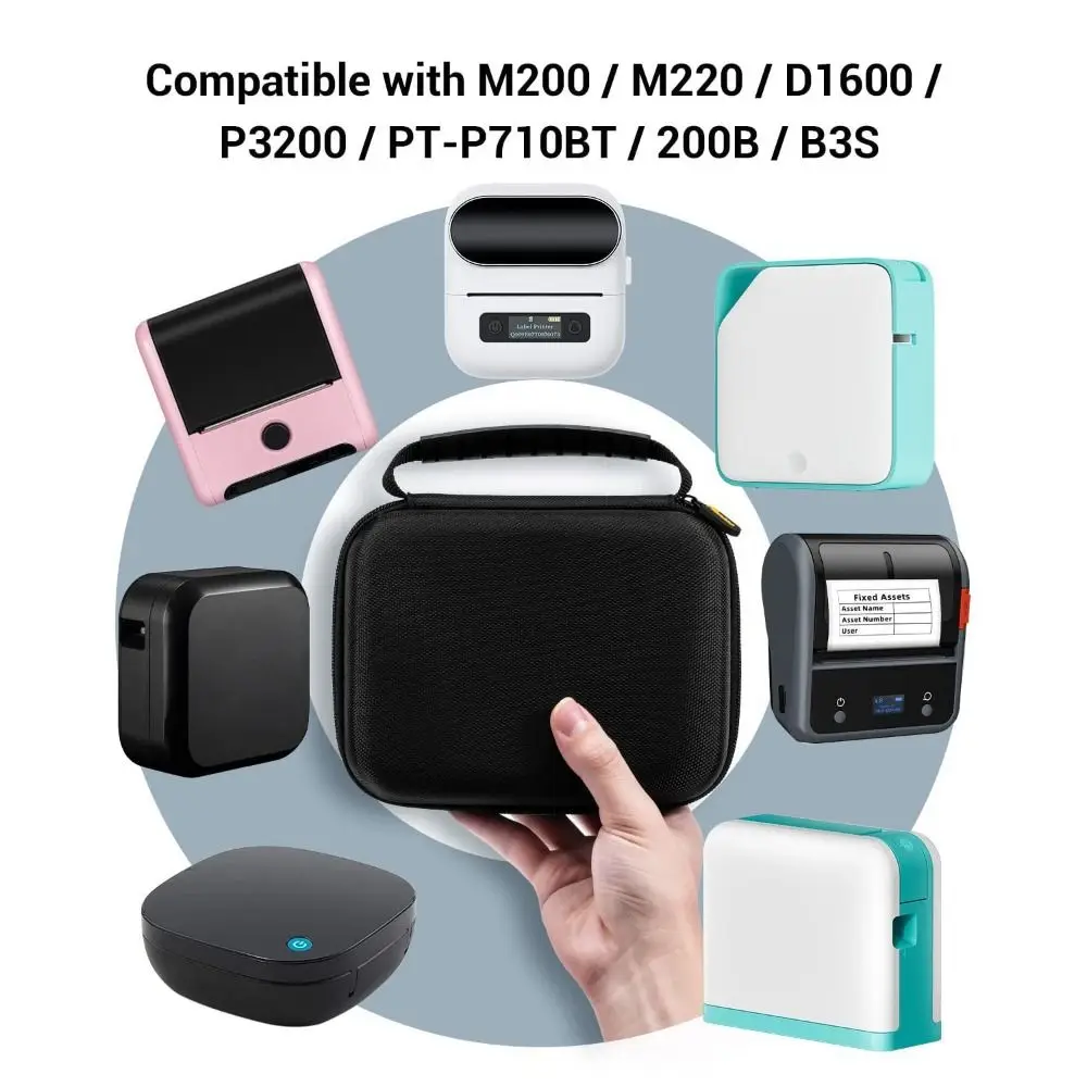 Hard Shell Thermal Label Printer Storage Bag EVA Shockproof Hard Shell Portable for Phomemo M02/M02S/M02Pro/M110/M120/T02/D30