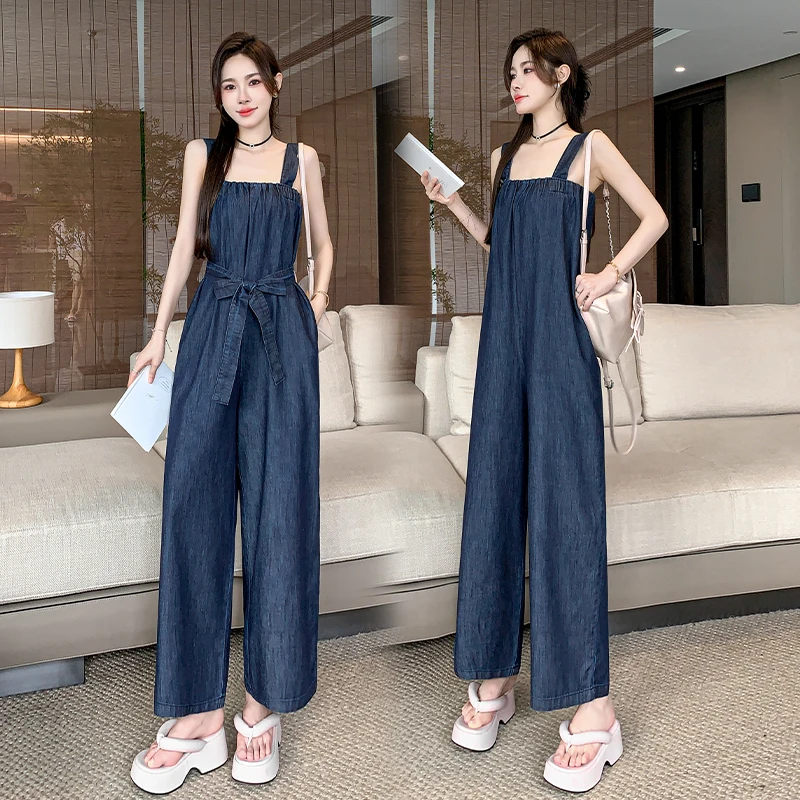 

Ele High Waist One-Piece Pants Women's Spring Summer Thin New Sle Casual Wide Leg Cotton Trousers Commute Sle