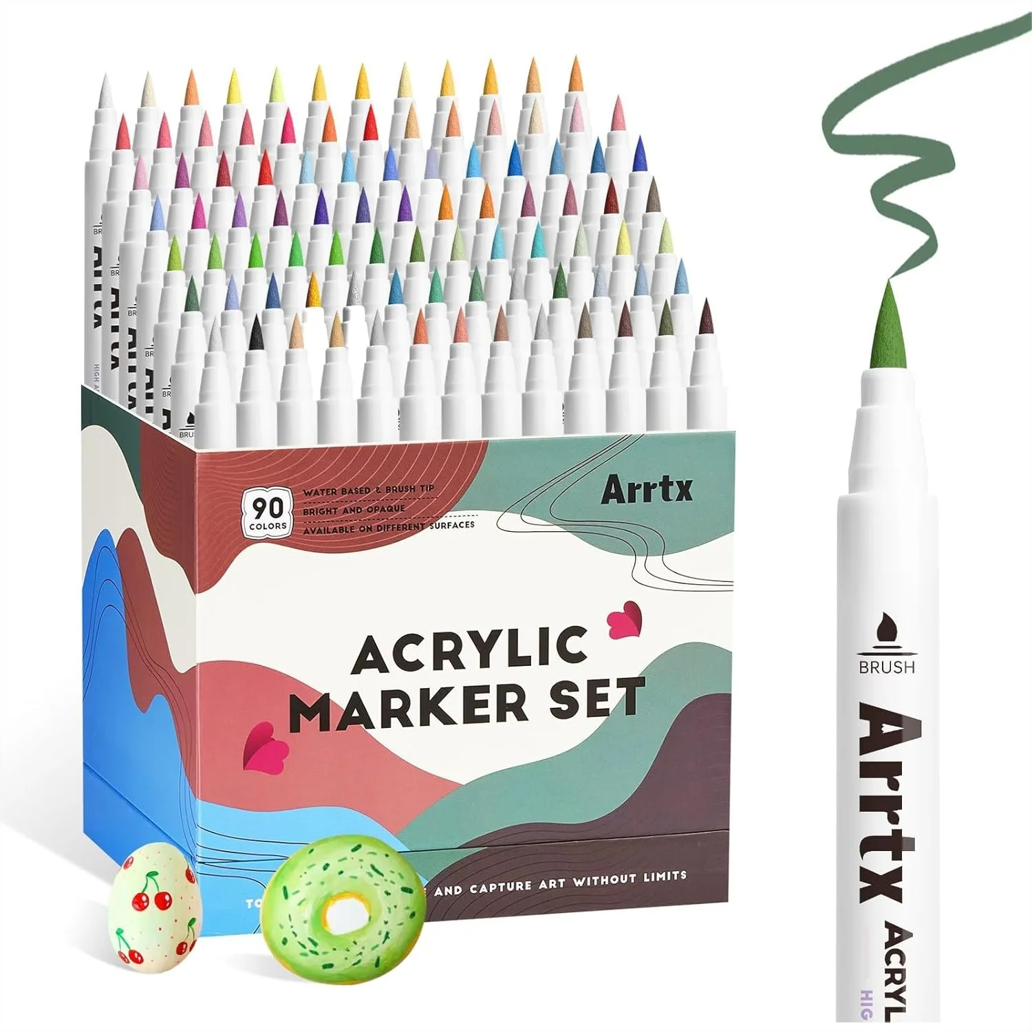 

90 Color Acrylic Paint Markers for Artists Adults with Brush Tip for Rock Painting Wood Canvas DIY Crafts