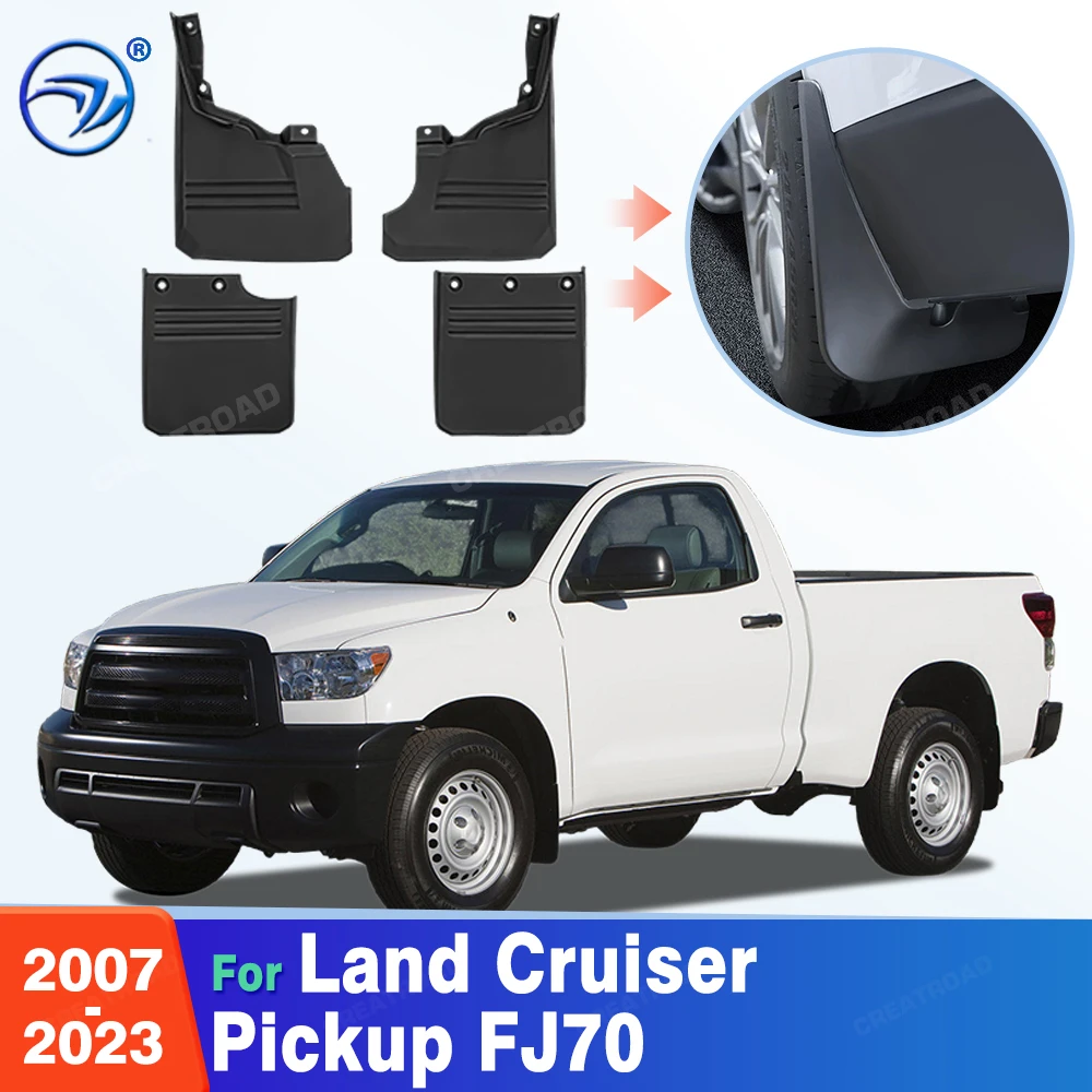 Custom Fit 4PCS Mud Flaps for Land Cruiser Pickup FJ70 2007-2023 No Drilling Splash Guards Mudguards Car Fender Accessories