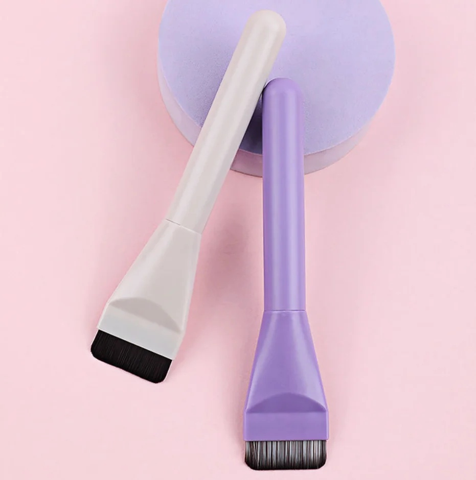 Brocha para base líquida con logotipo personalizado, brochas de maquillaje superiores planas más finas, brocha para máscara individual, productos de belleza Kabuki, venta al por mayor, 10 unids/lote
