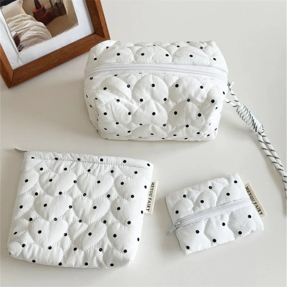 New Polka Dot Mini Cosmetic Pouch Portable Lipstick Storage Bag Women Small Coin Purse Daily Travel Makeup Organizer Hand Wallet
