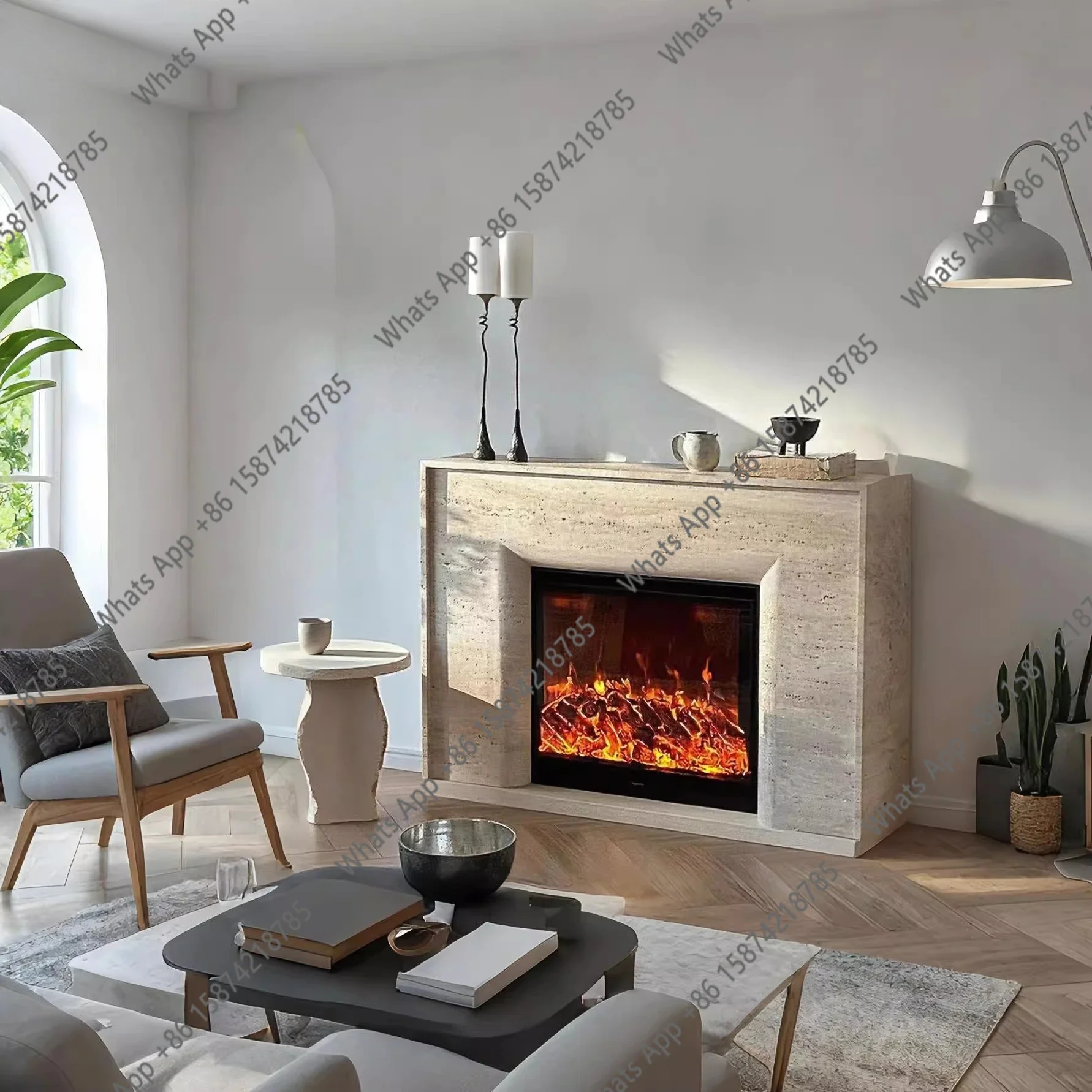 

A68 Imitation Marble Fireplace Cabinet Surprise Quiet Wind Decorative Fireplace Frame Nordic Solid Wood Porch Imitation Traverti