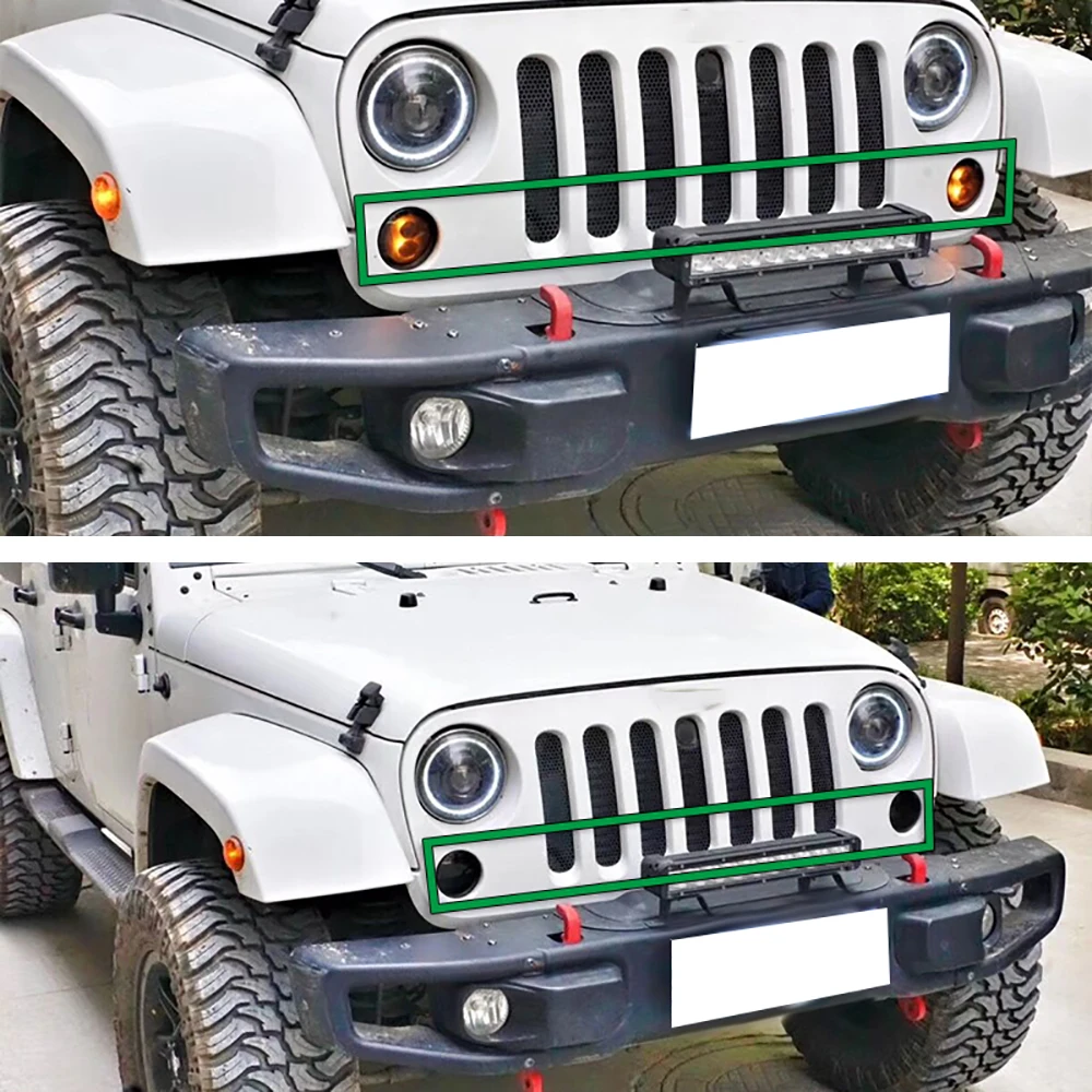 Lantsun J306 2pcs Front LED Turn Signal Light ABS Grill Lamp for Jeep for Wrangler JK07-17