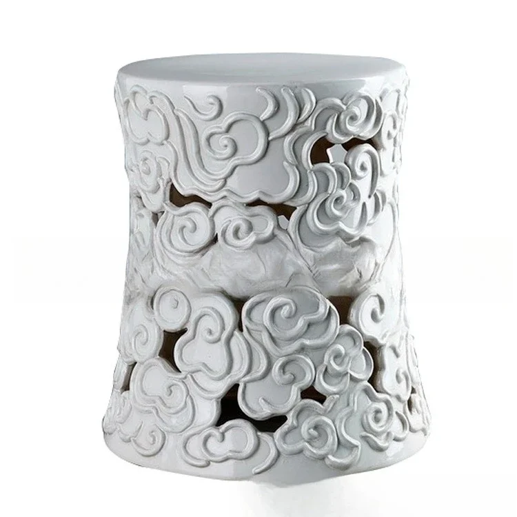 

Ceramic hollow auspicious cloud medium and high temperature ceramic stool, drum stool porcelain pier indoor and outdoor