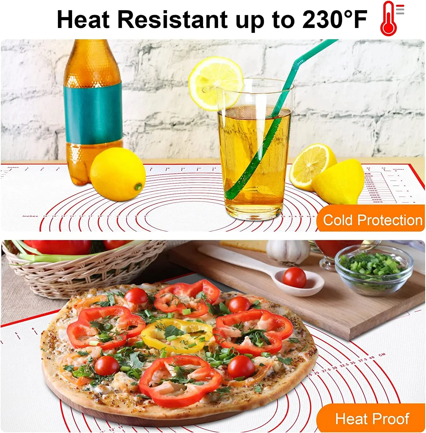 Oversize 80/70/60cm Silicone Baking Mat Pastry Rolling Kneading Pad Kitchen Crepes Pizza Dough Non-stick Pan Pastry mat