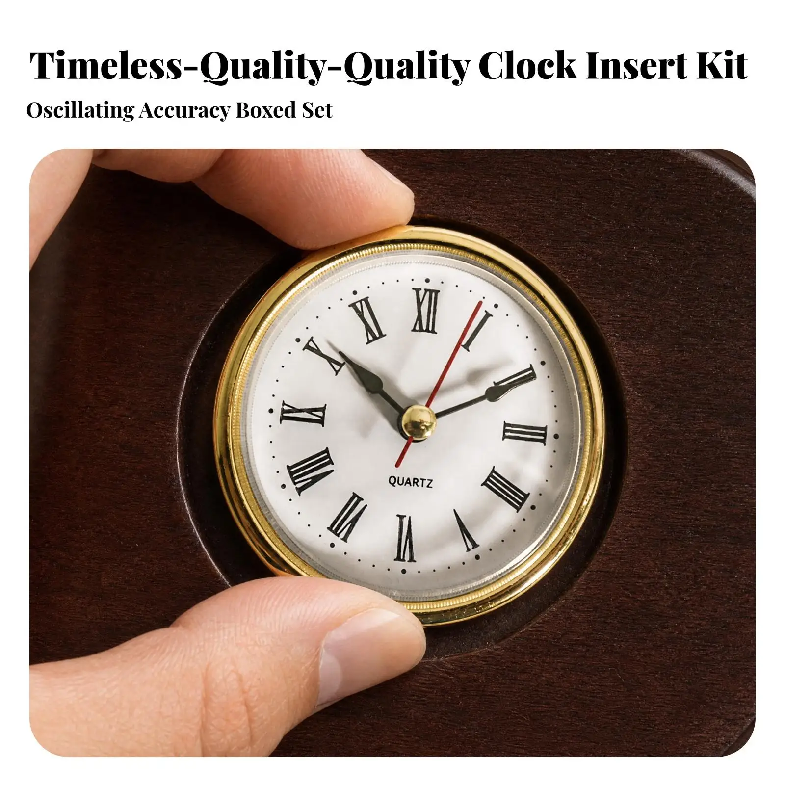 Metal Insert Quartz Clock 65mm Gold Bezel Roman Numeral Dial for Hobbyist Clock Repair and Custom Timepiece Projects