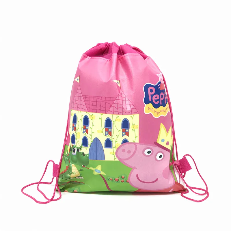 12/20/50pcs Peppaed Pig Storage Bag Nonwoven Cartoon George Page Drawstring Bags Party Decoration Kids Birthday Christmas Gift