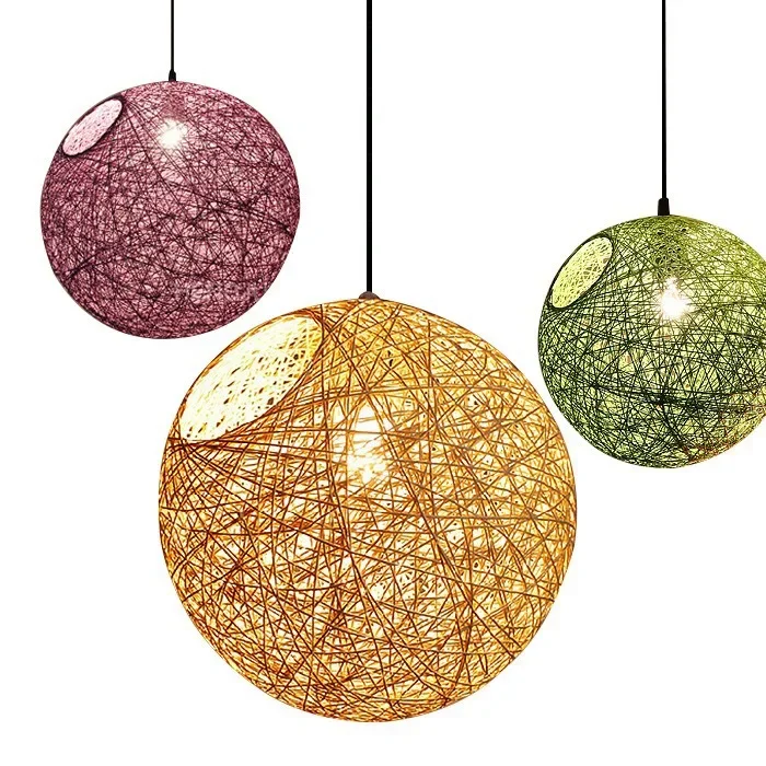 

Hemp ball chandelier creative personality, bird's nest kindergarten vine ball woven lamp, round spherical decorative lamp