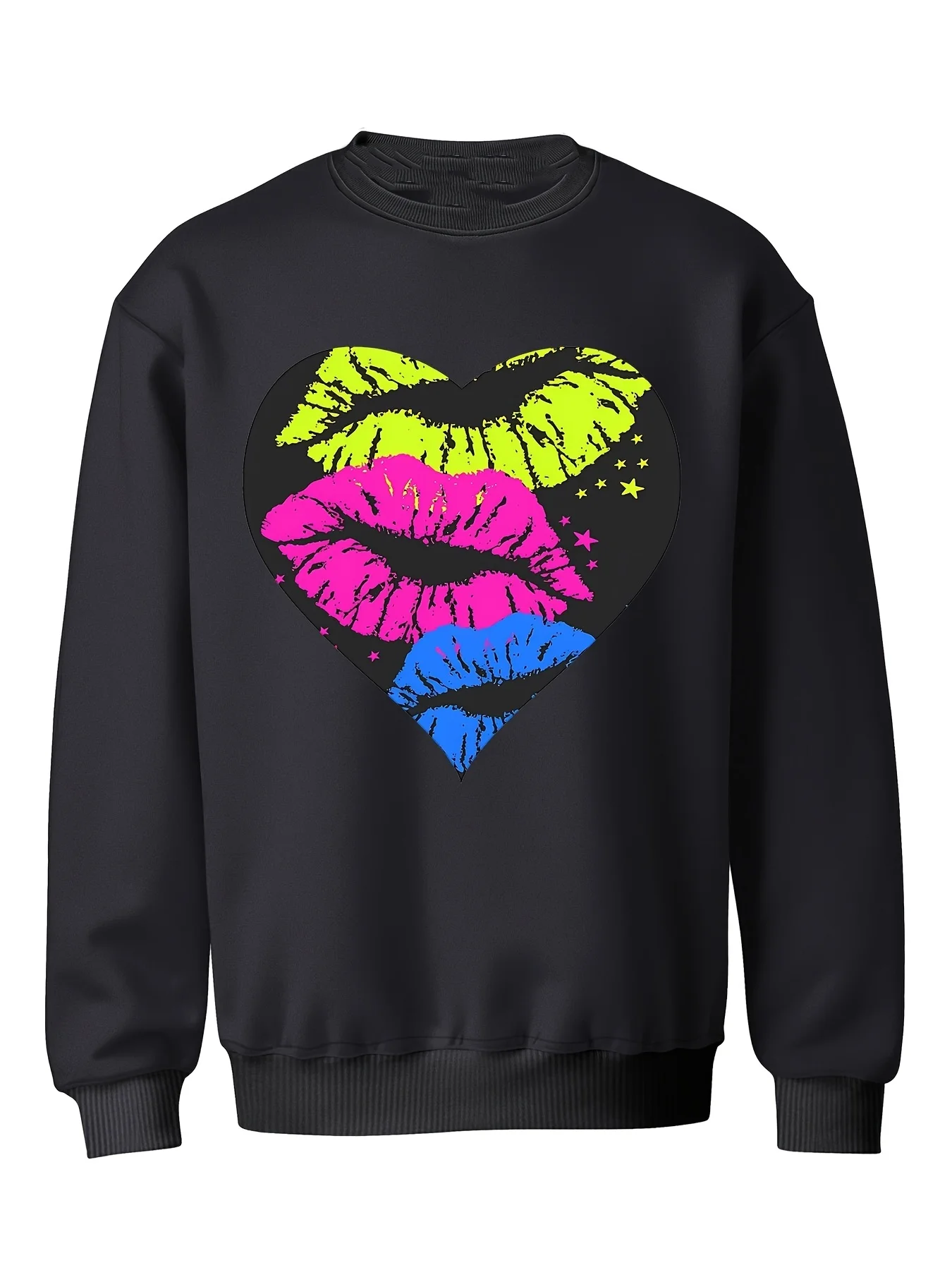 

Осенне-зимняя мужская и женская спортивная одежда с длинными рукавами и принтом губной помады, повседневная свободная уличная одежда