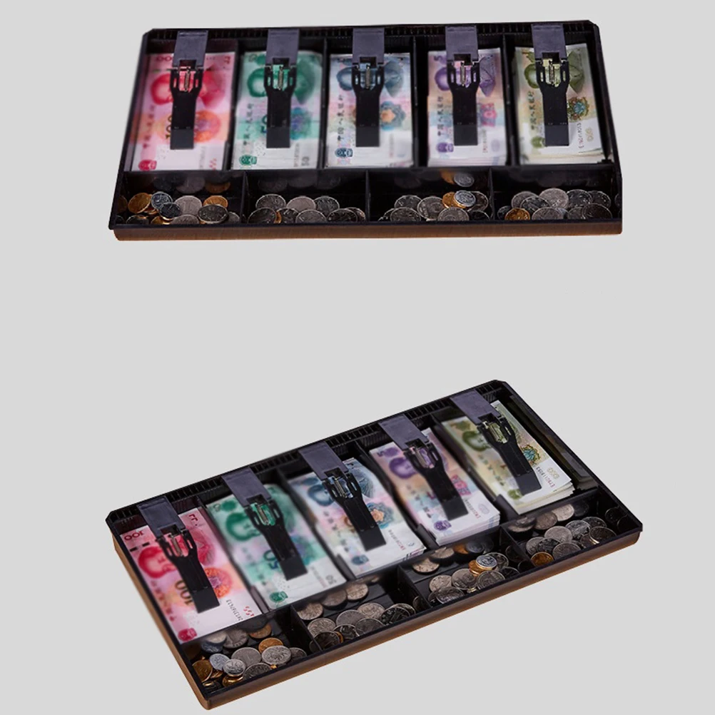 

5 Grids Cash Register Tray Drawer Insert Replacement Money for Cashier Bill Organizer Desk