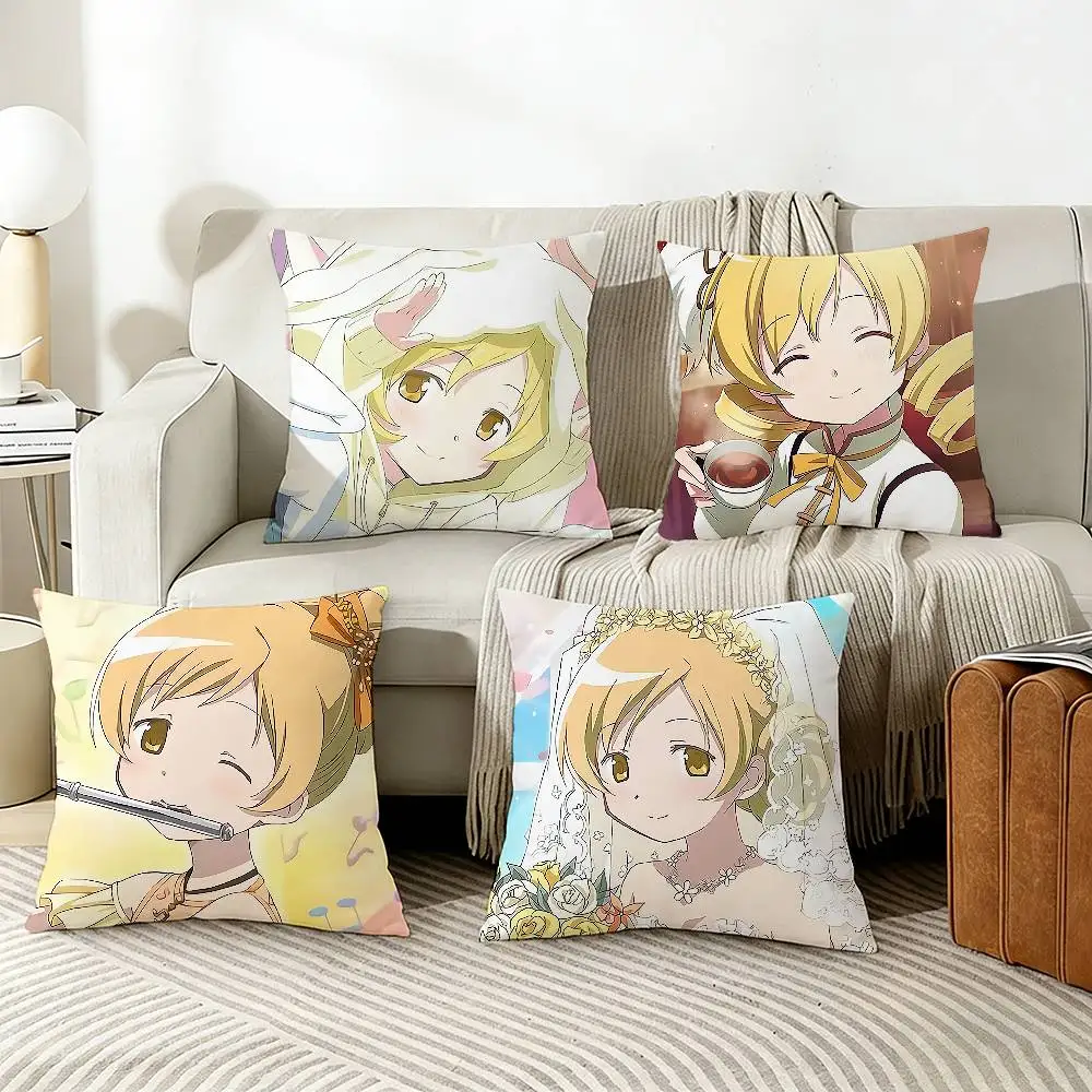 M-Mami T-Tomoe Cartoon Pillow Case Living Room Sofa Cushion Cover Suitable For Home Bedroom Room Decoration
