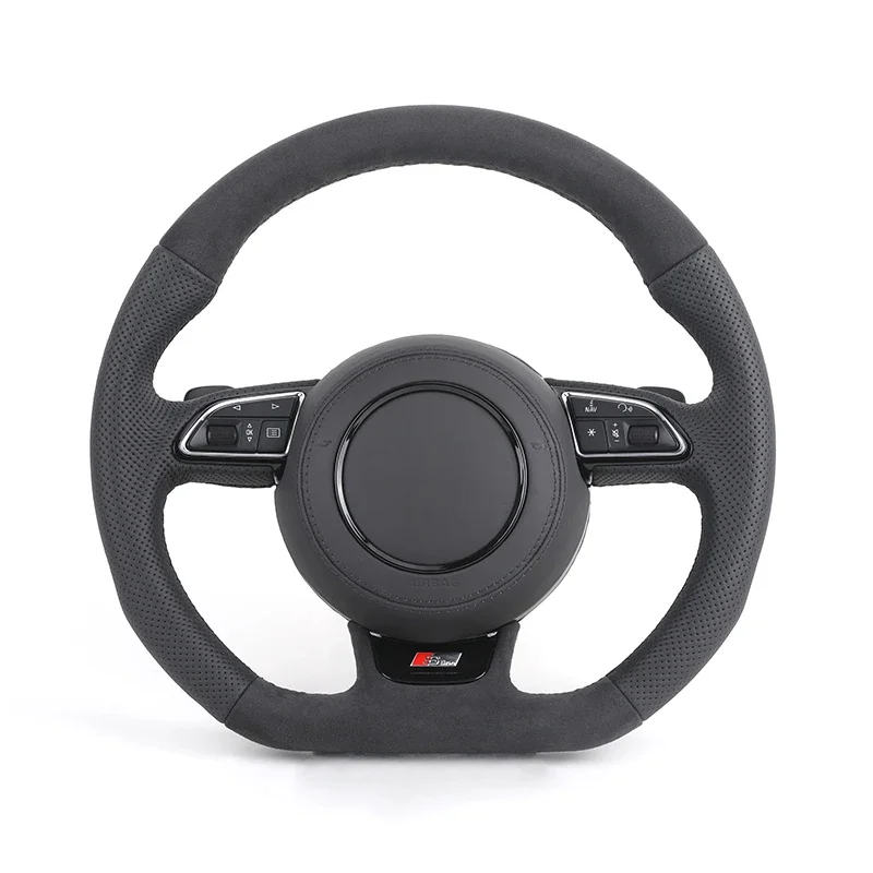 

S-Line Sport Flat Bottom Volant Lenkrad Top Alcantara Leather Steering Wheel for Audi A6 C7 A3 A4 B8 B9 S5 A5 Q5 RS3 RS7 A7 Q7