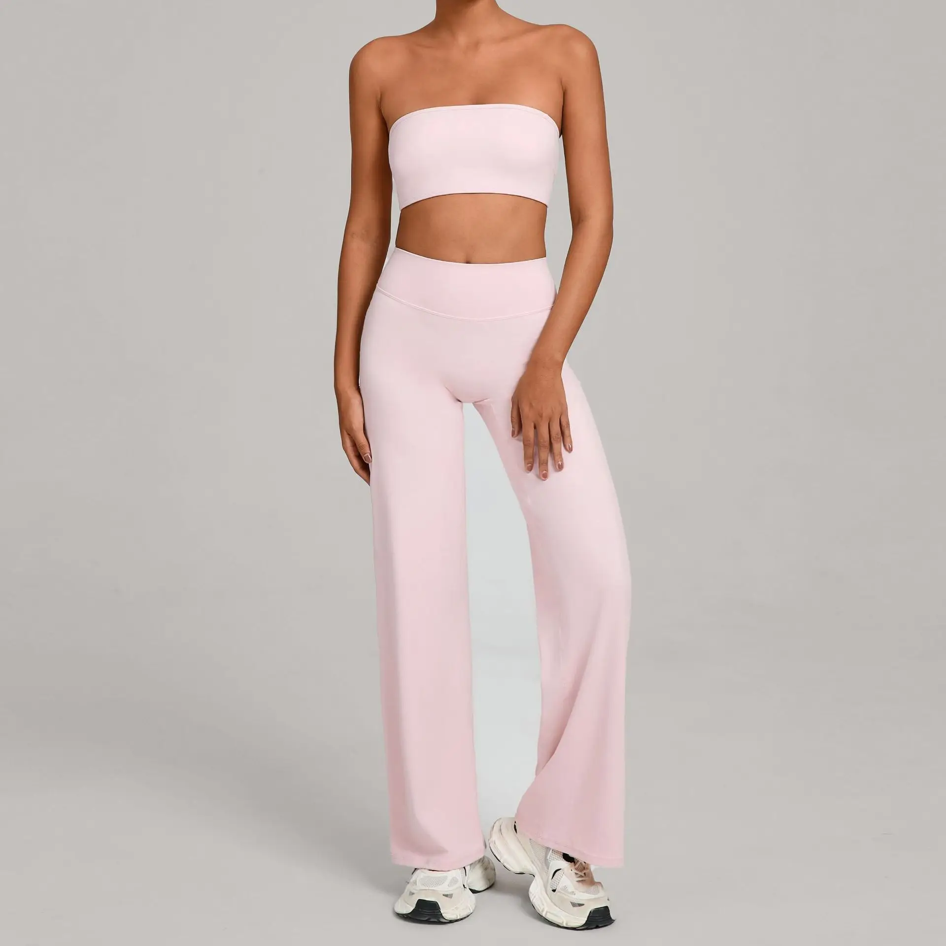 Ningyu 2piece Sexy Yoga Set Chest Wrap Back Beauty Tight Fitting Exercise Set Women Gym Tracksuit Quick Dry Running Fitness Suit