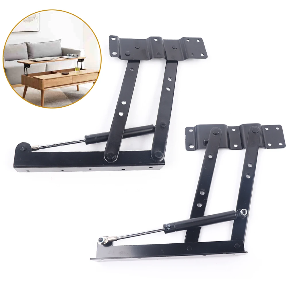 2Pcs Folding Lift Up Hinge Coffee Table Lift Top Hardware, Gas Hydraulic Lift up Table Mechanism,Table Top Lift Hinge, Black