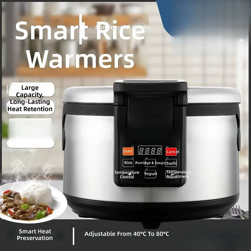 Rice Warmer 15-32L, 40-80°C Adjustable Temperature, Electric Insulated Pot for Sushi Restaurants
