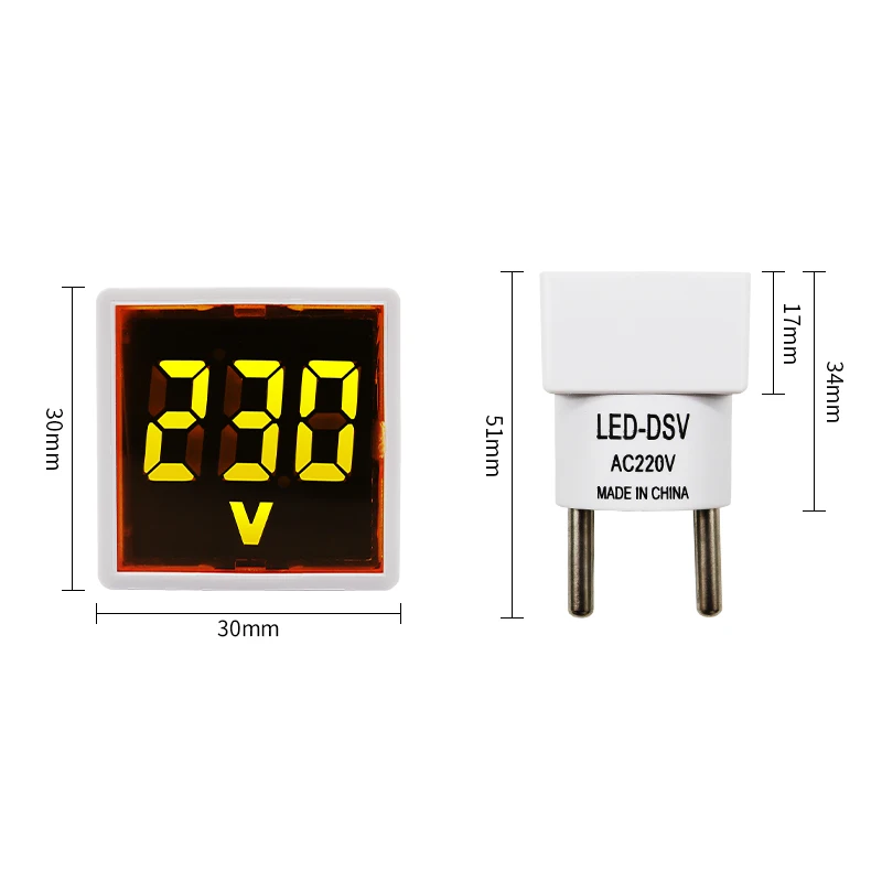 1PC AC220V Anzeige Licht Voltmeter LED Digital Display Spannung Messung Monitor EU Stecker Platz Voltmeter – Detail 1