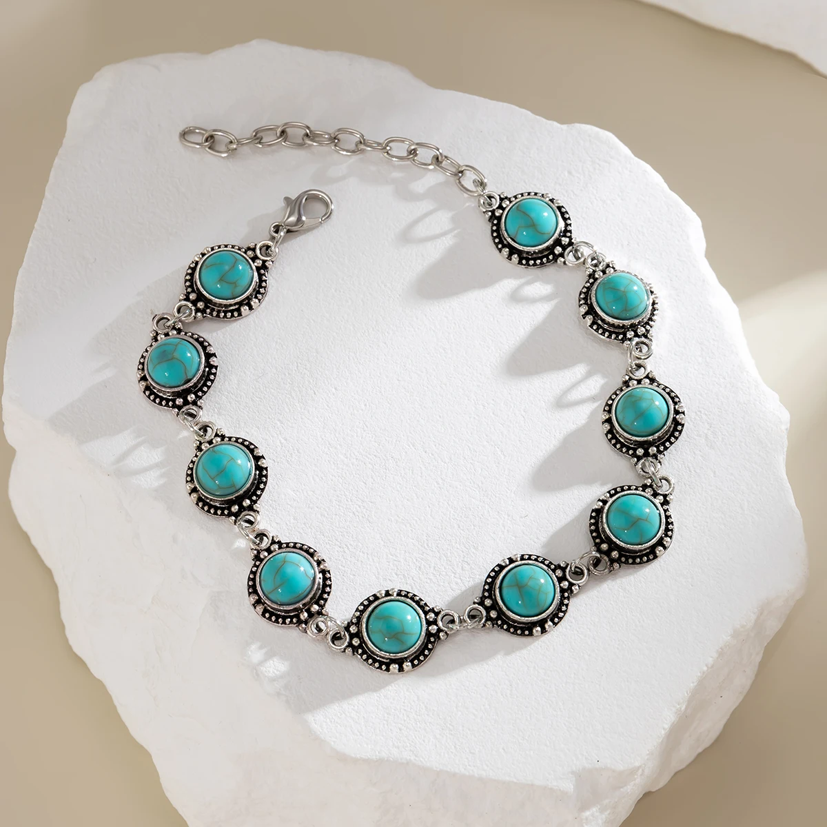 PuRui Bohemia Natural Stone Beads Anklet for Women Ethnic Style Vintage Jewelry Anklet Alloy Chain Beach Ocean Summer Party view 5
