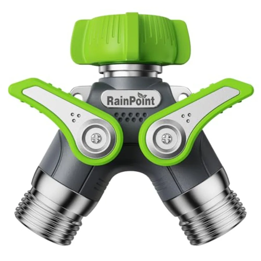 Garden Hose Splitter Way Heavy Duty Water Hose Y Spigot Splitter with Shutoff Valves 00% Metal Body Outdoor Faucet Splitter .9"