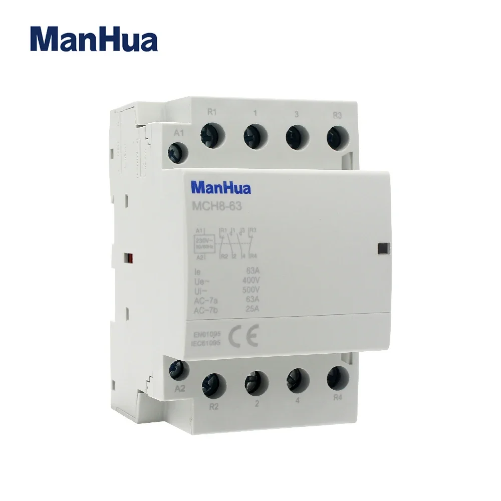 ManHua MCH8-63 4P 63A 220V 50/60HZ Din Rail Household AC Modular Contactor