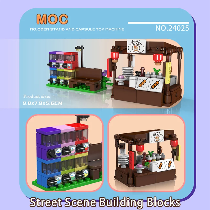 

Mini Street Scene Building Blocks Model Stall Vending Machine Small Particle Assembling Ornaments MOC Technical Bricks DIY Gifts