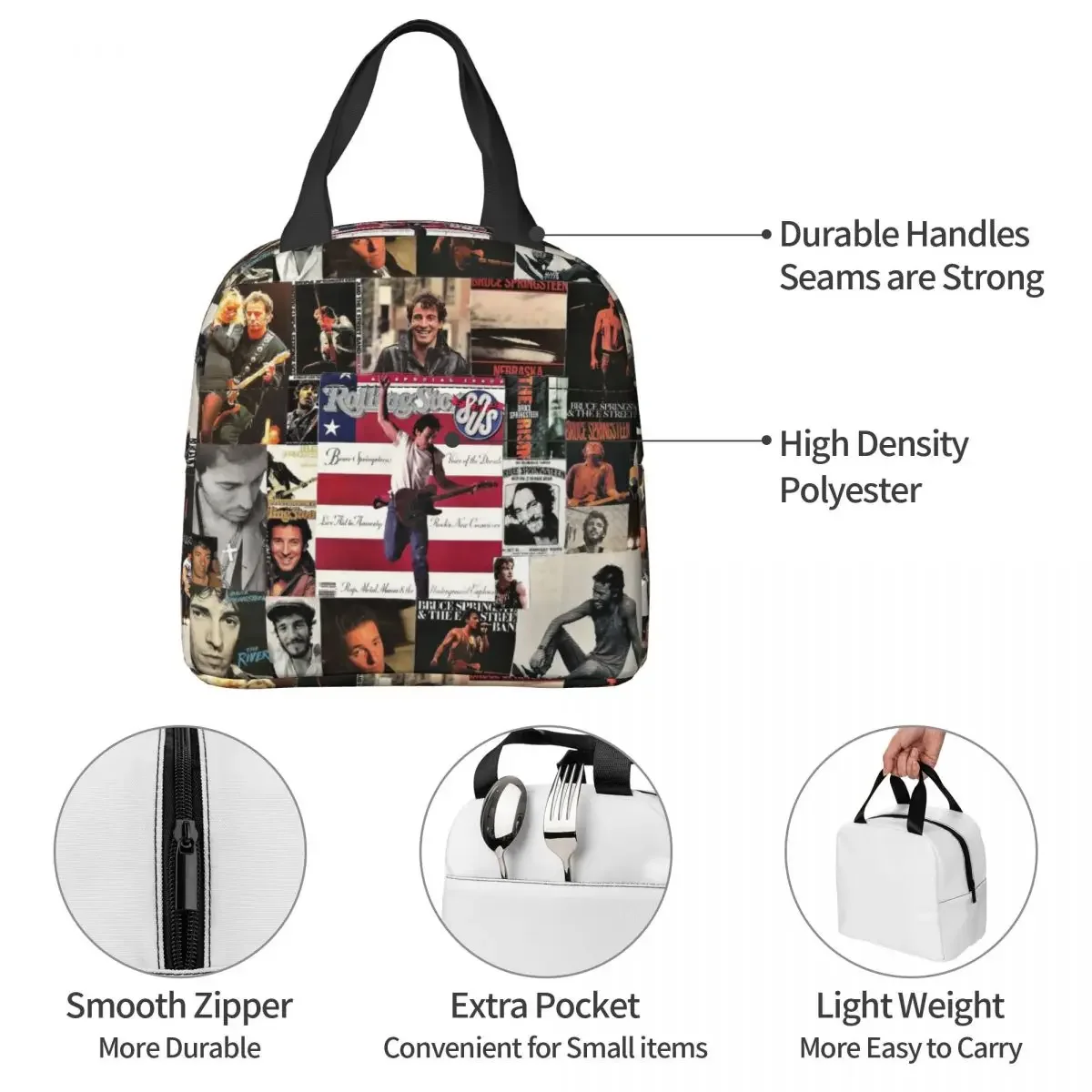 Bruce The E Street Band Springsteen Thunder Road Insulated Lunch Bags Large Lunch Container Cooler Bag Tote Lunch Box School