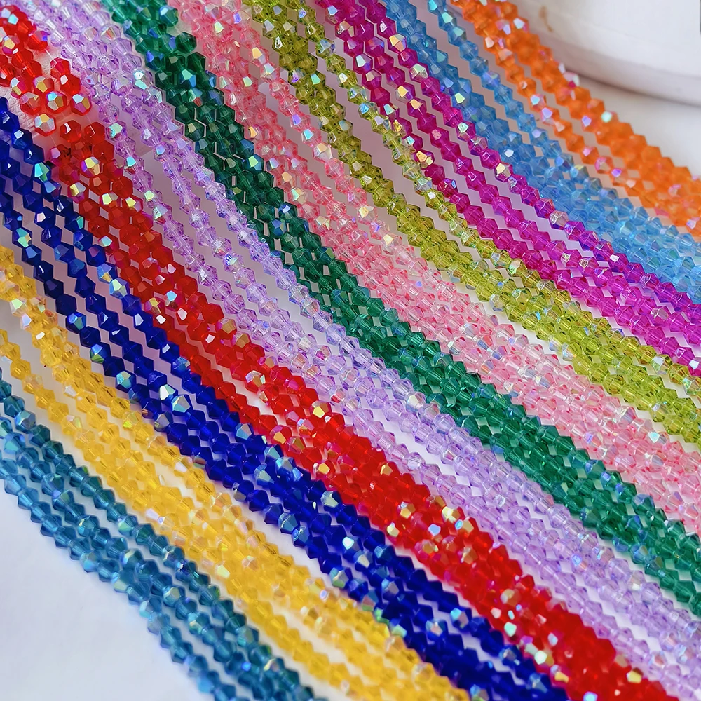 4mm Glass Crystal AB Bicone Loose Beads Roasted Color DIY Handmade Bracelet Earring Fashion Jewelry Making Clothing Accessories