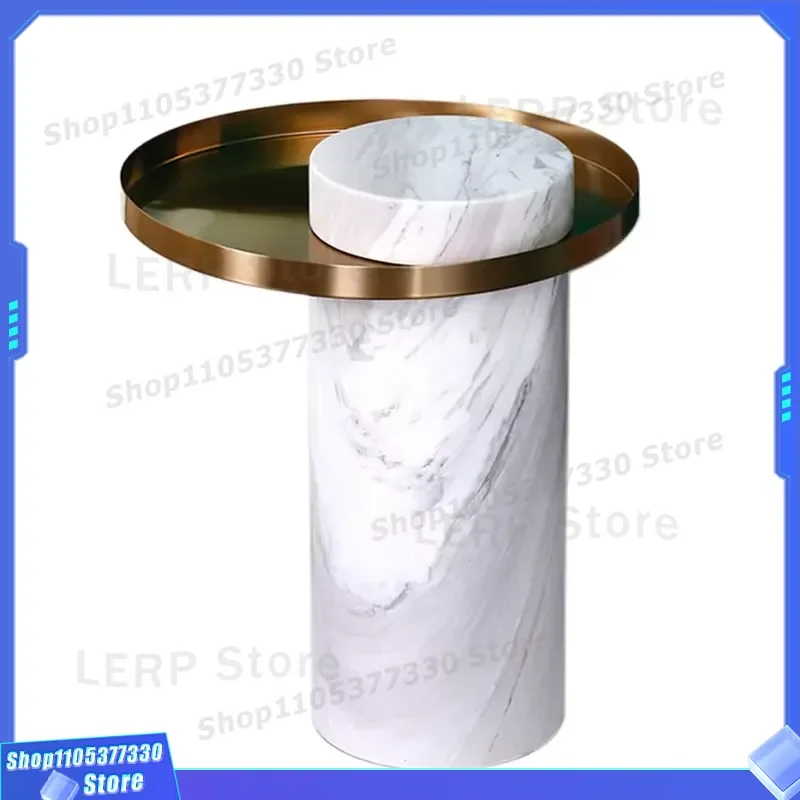 Luxury Gold Stainless Steel Side Table Modern Marble Top Living Room Furniture Elegant Round Coffee Table for Home Decor