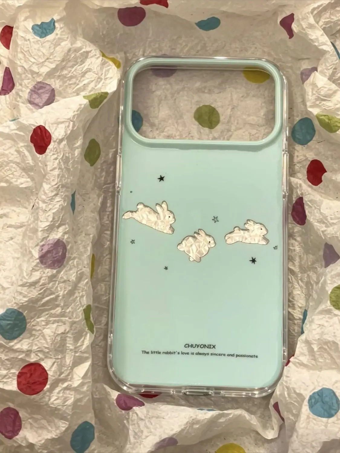 Lovely Simple Mint Green Diamond Cartoon Rabbit Phone Case For IPhone Ultra 18 17 Air 16 Pro Max 15 14 Plus 13 12 11 Clear Cover