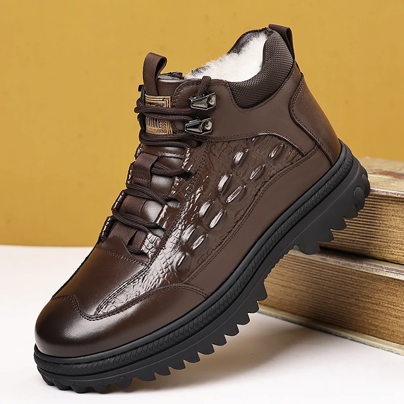 

Retro Style Mens Ankle Boots Fashion High Top Lzce Up Casual Men Motorcycle Boots Round Toe Comfort Sneakers Leather Men Shoes
