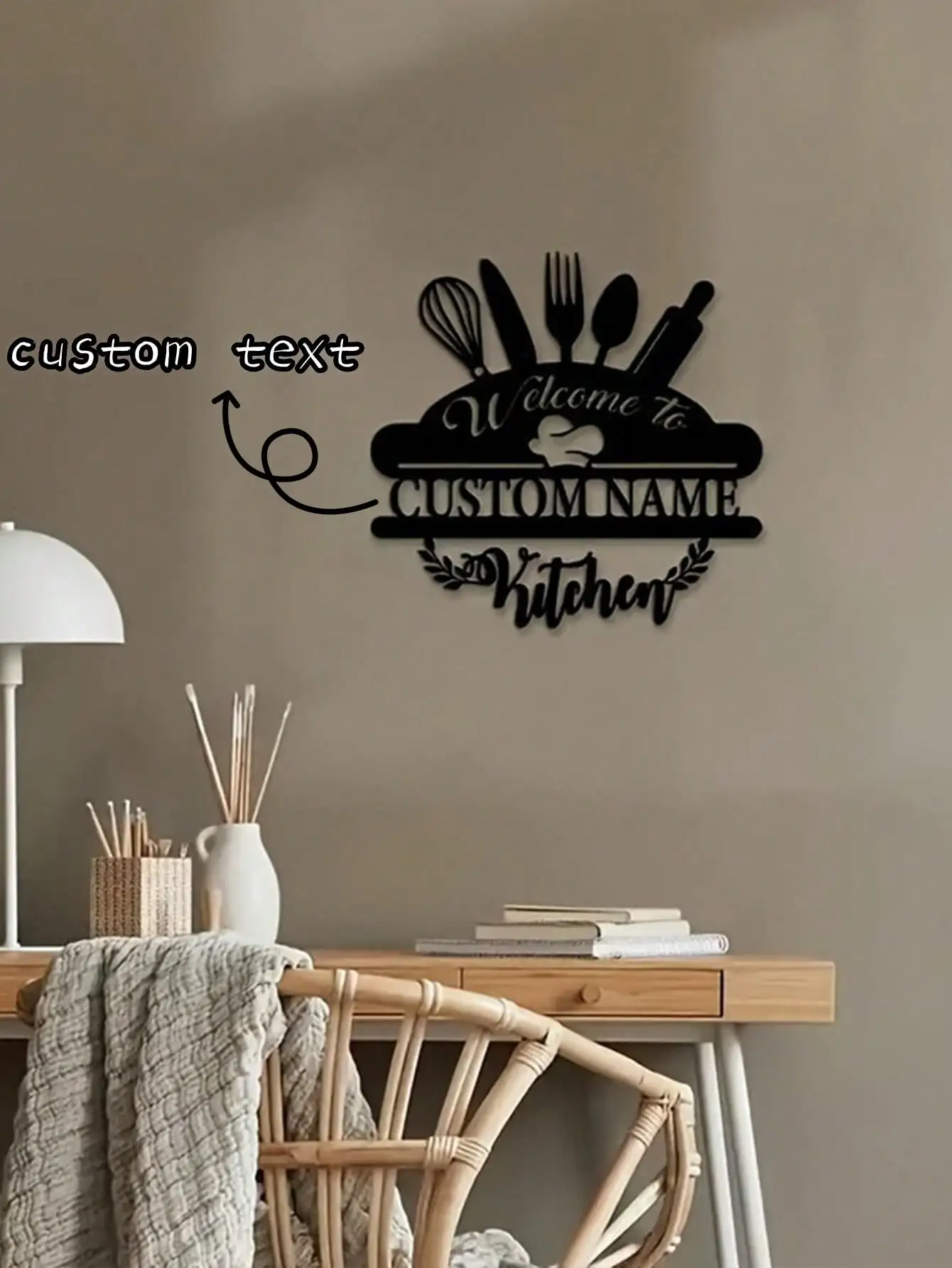 

Personalized Farmhouse Metal Sign Custom Chef Hat Kitchen Wall Art