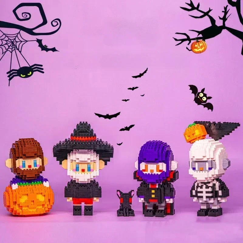 

Small particle building block Halloween mischievous pumpkin wizard skeleton children's puzzle puzzle puzzle toy