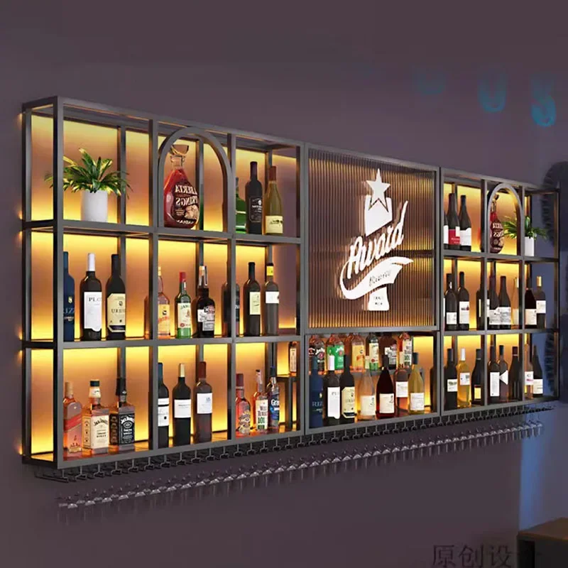 

Bottle Hanging Kitchen Wine Cabinets Display Salon Restaurant Buffet Wine Rack Drink Commercial Adega Barzinho Home Furniture