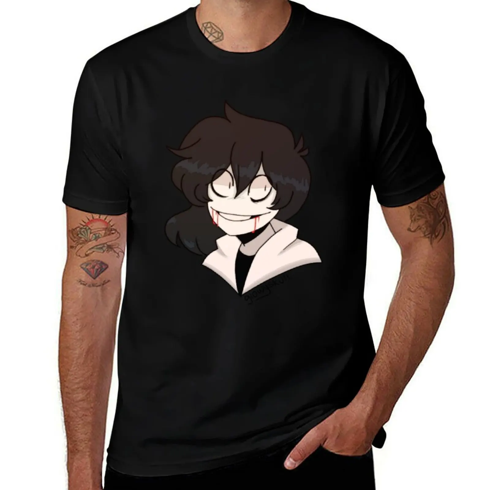 Jeff The Killer T-Shirt Vintage Print Crew Neck Tee T-Shirt
